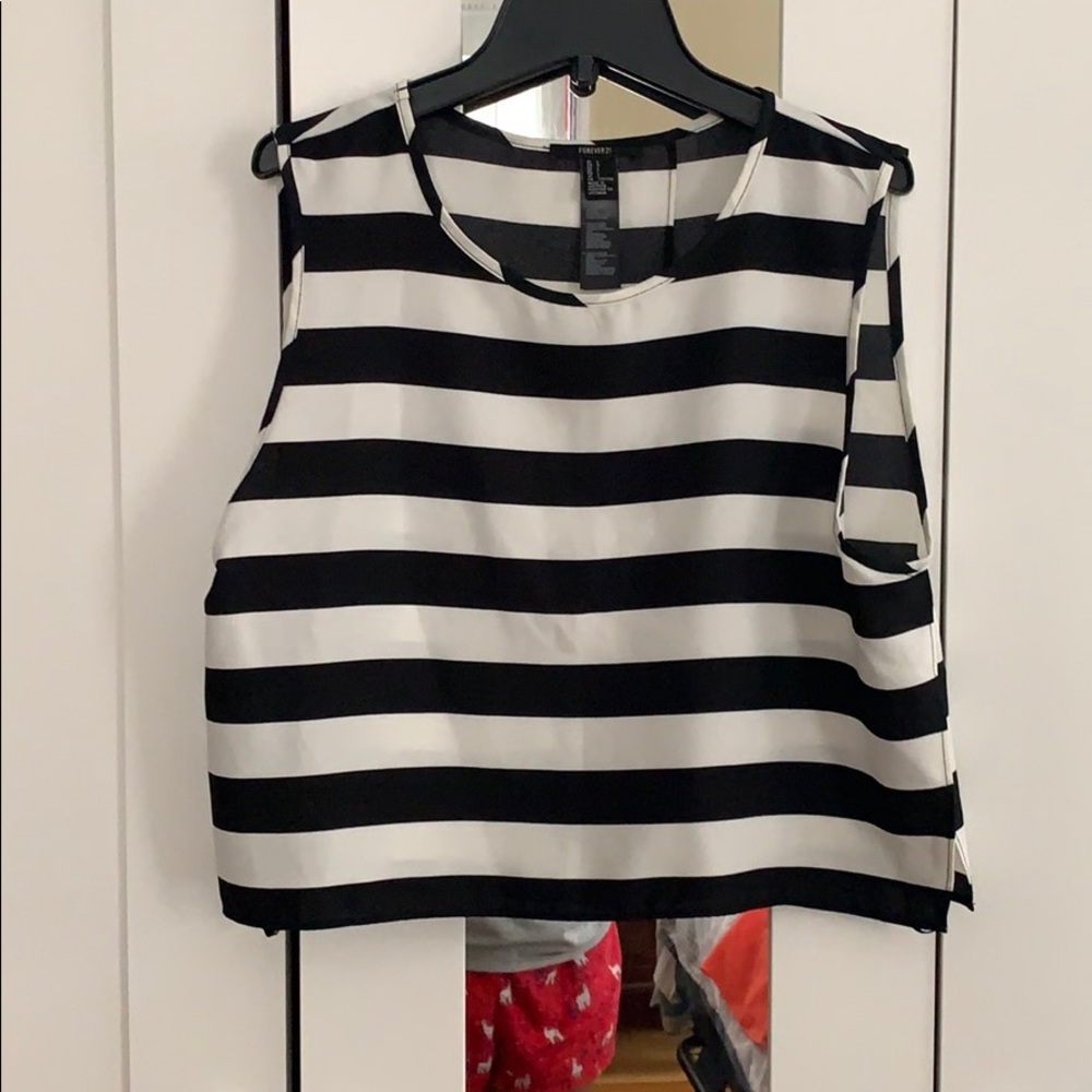Black & white striped blouse